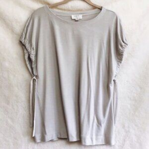 LOFT Lounge Gray Soft Tie Sleeve Shirt